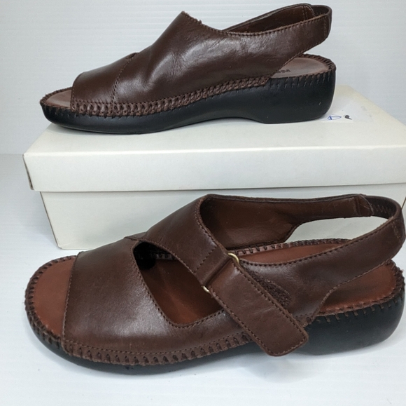 Naturalizer women's dune acorn leather slingback comfort sandals brown shoes 7 - Picture 2 of 13